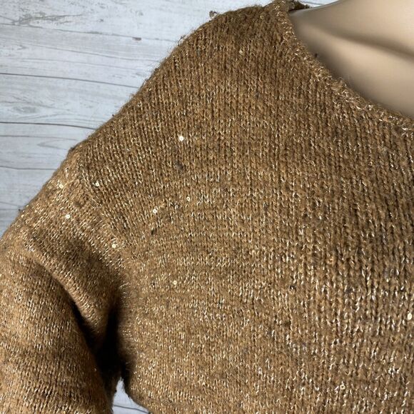 Sanctuary Clothing Oversized Sweater Brown Shimmery Sequins - Picture 3 of 12